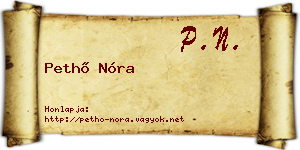 Pethő Nóra névjegykártya
